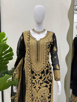 Elegant Faux Georgette 3-Piece Set with Chinestitch Work
