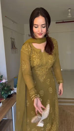 Elegant Faux Georgette 3-Piece Set with Dupatta