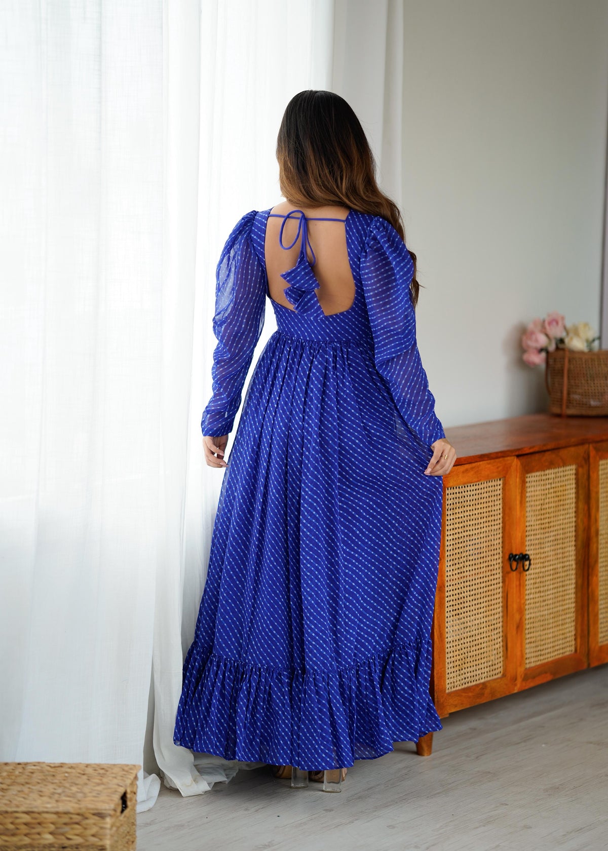 Georgette Digital Print Gown with Chain-Stitch Work | Ready to Wear Party & Wedding Wear