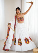 Heavy Rayon Gamthi Thread & Real Mirror Work Lehenga Choli with Faux Georgette Dupatta | Ready to Wear
