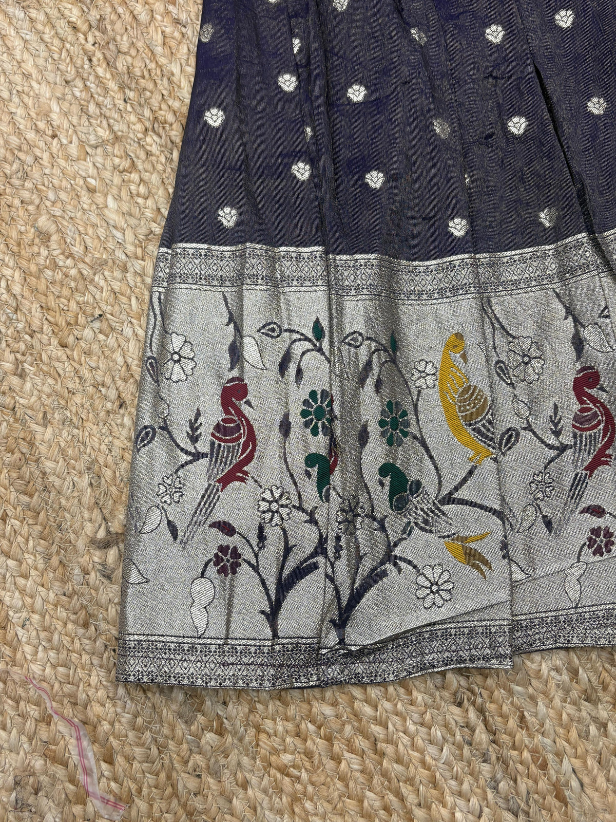 Kids Dola Silk Gown – Zari Weaving with Floral & Peacock Motifs | Festive & Wedding Wear