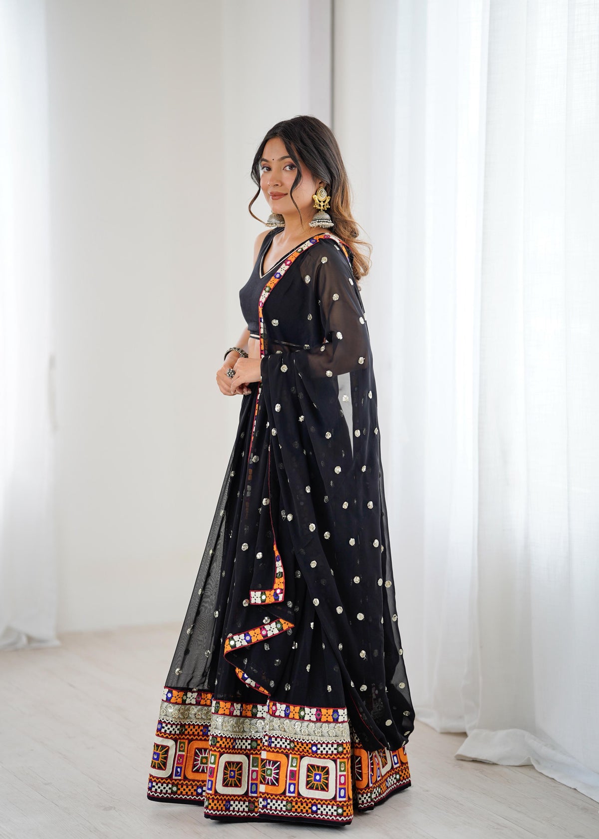Heavy Faux Georgette Lehenga with Gamthi, Real Mirror & Sequence Work | Rayon Blouse & Georgette Dupatta | Ready to Wear