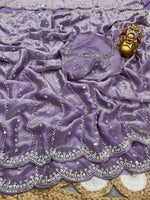 Celebrity Inspired Fendy Space Silk Saree with Beads Embroidery