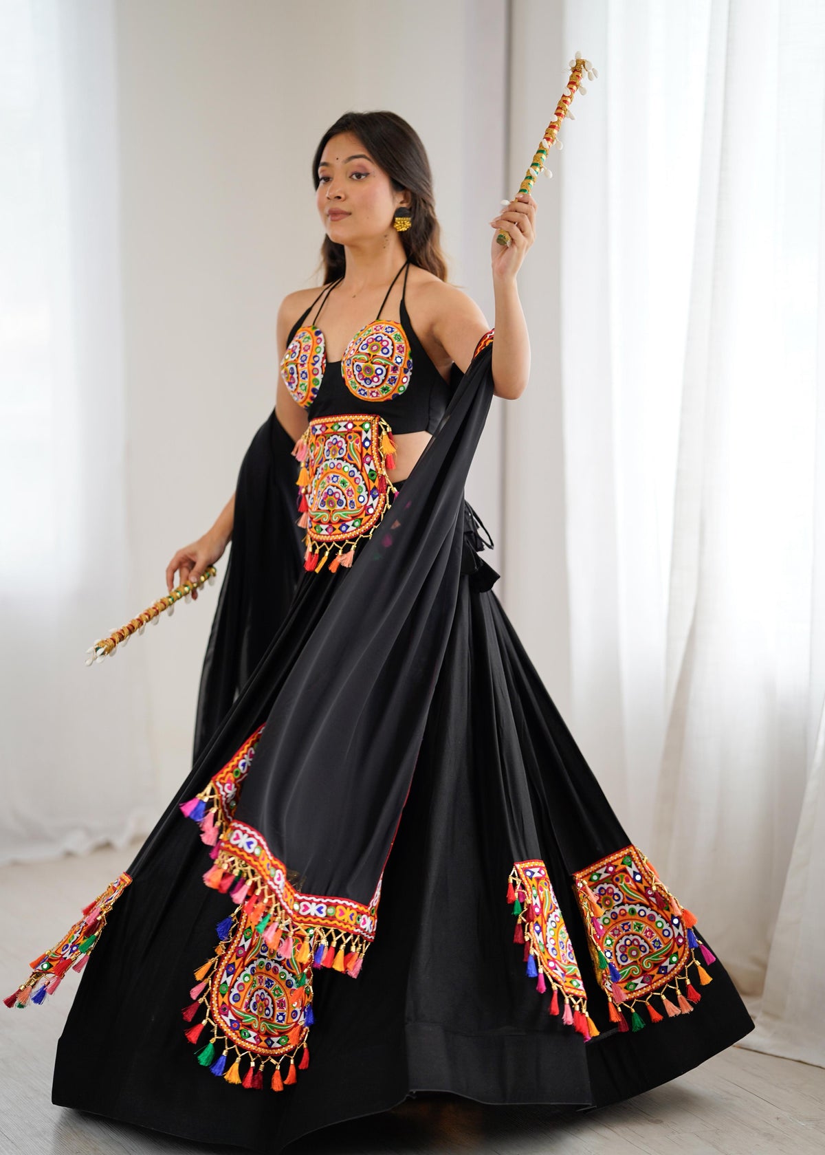 Designer Heavy Rayon Lehenga Choli with Real Mirror Work & Georgette Dupatta – Full Stitched