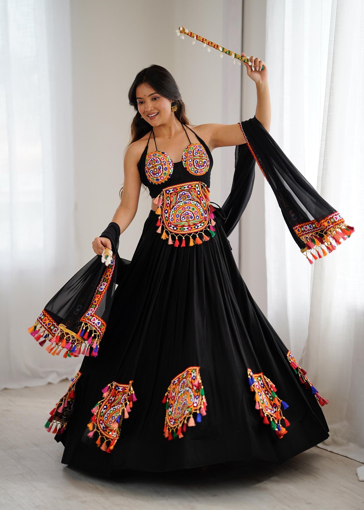 Designer Heavy Rayon Lehenga Choli with Real Mirror Work & Georgette Dupatta – Full Stitched