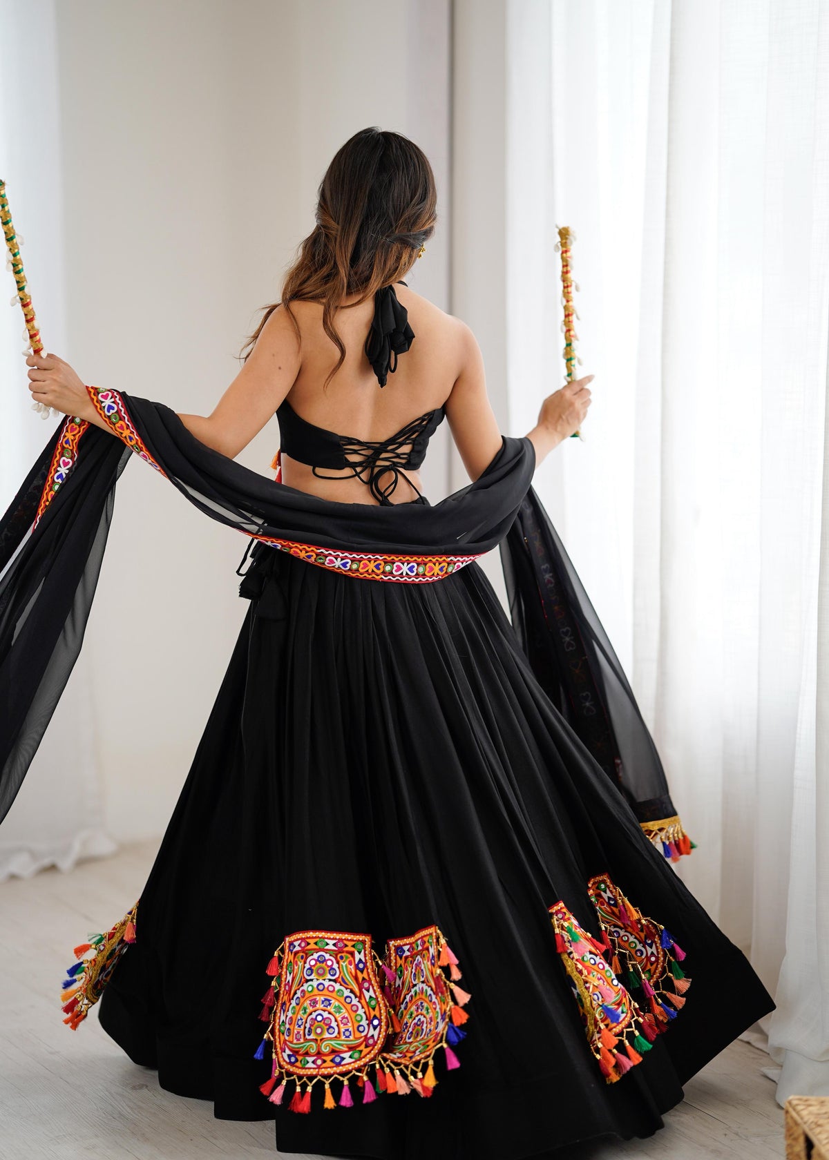 Designer Heavy Rayon Lehenga Choli with Real Mirror Work & Georgette Dupatta – Full Stitched