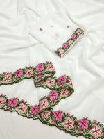 Rose Pastel Range Multi Thread Work Saree with Heavy Embroidered Blouse | Faux Georgette | Premium Quality