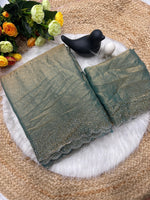 Tamanah Spacec Silk Saree with Zarkhad Diamond Work & Fancy Chiffon Blouse | Party & Wedding Wear