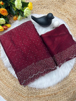 Tamanah Spacec Silk Saree with Zarkhad Diamond Work & Fancy Chiffon Blouse | Party & Wedding Wear