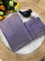 Tamanah Spacec Silk Saree with Zarkhad Diamond Work & Fancy Chiffon Blouse | Party & Wedding Wear