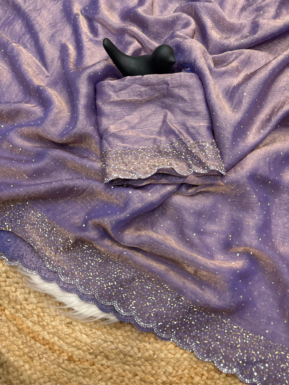 Tamanah Spacec Silk Saree with Zarkhad Diamond Work & Fancy Chiffon Blouse | Party & Wedding Wear