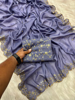 Premium Star Georgette Silk Saree with Sequin & Zari Embroidery