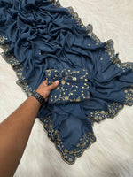 Premium Star Georgette Silk Saree with Sequin & Zari Embroidery