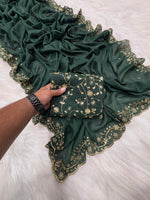 Premium Star Georgette Silk Saree with Sequin & Zari Embroidery
