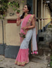 Soft Linen Saree with Golden Border & Latkan