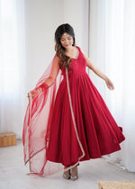 Designer Anarkali Set in Heavy Romansilk Chanderi with Net Dupatta