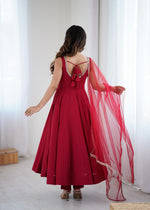 Designer Anarkali Set in Heavy Romansilk Chanderi with Net Dupatta