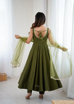 Designer Anarkali Set in Heavy Romansilk Chanderi with Net Dupatta
