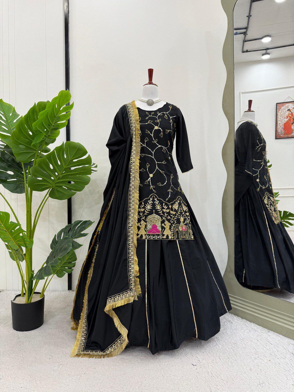 Elegant Natural Crepe Silk Lehenga Set with Beads & Sequin Work image 13