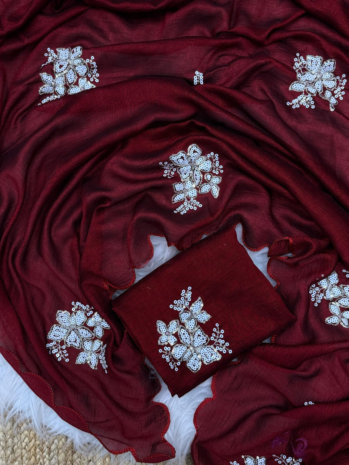 Elegant Two-Tone Vichitra Silk Saree with Sequin Work and Arco Border image 1