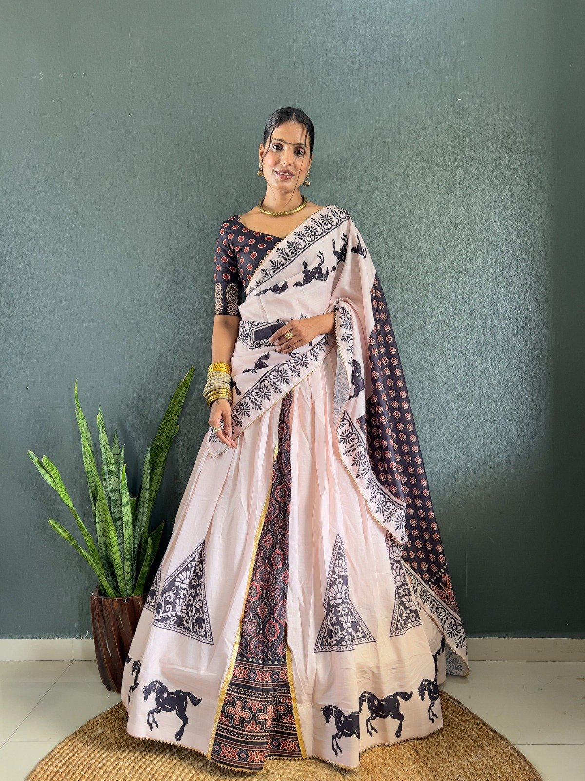 Elegant Cotton Lehenga Set with Gota Patti Work & Printed Dupatta image 4