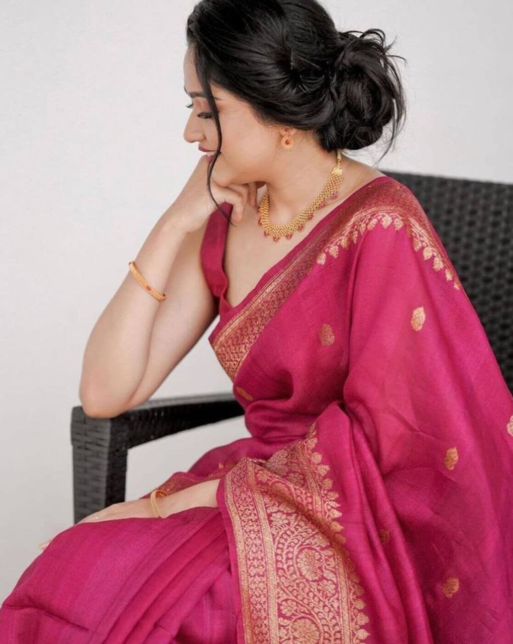 Soft Lichi Silk Saree with Rich Pallu & Jacquard Work image 3