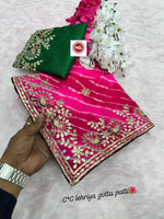 Heavy Georgette C-By Leheriya Saree with Gotta Patti & Multi Coding Work image 1