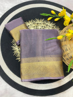 Pure Jacquard Weaving Khadi Silk Tissue Organza Saree with Elegant Border - Lavender image