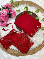 Pure Soft Crunchy Silk Saree with Hand Work Khatli Border & Aarco image 1