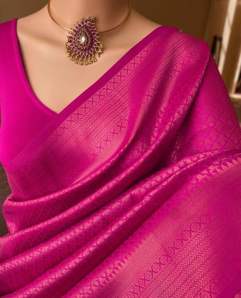 Elegant Soft Lichi Silk Saree with Rich Jacquard Weaving & Designer Pallu image 3