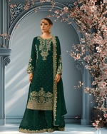 Elegant Foux Georgette Top-Plazo-Dupatta Set with Coding, Sequence & Rivet Moti Work image 0