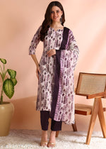 Vrutika Printed Kurti with Pant & Dupatta Set | Slub Cotton | Heavy Premium Quality
