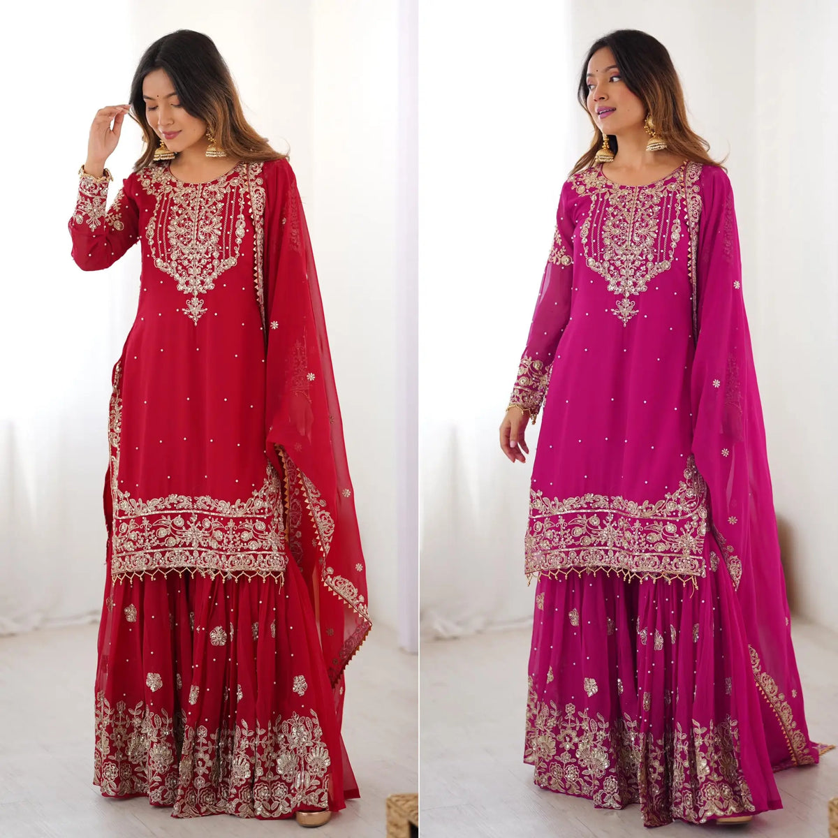 Premium Faux Georgette Embroidered Sharara Set with Dupatta image 9