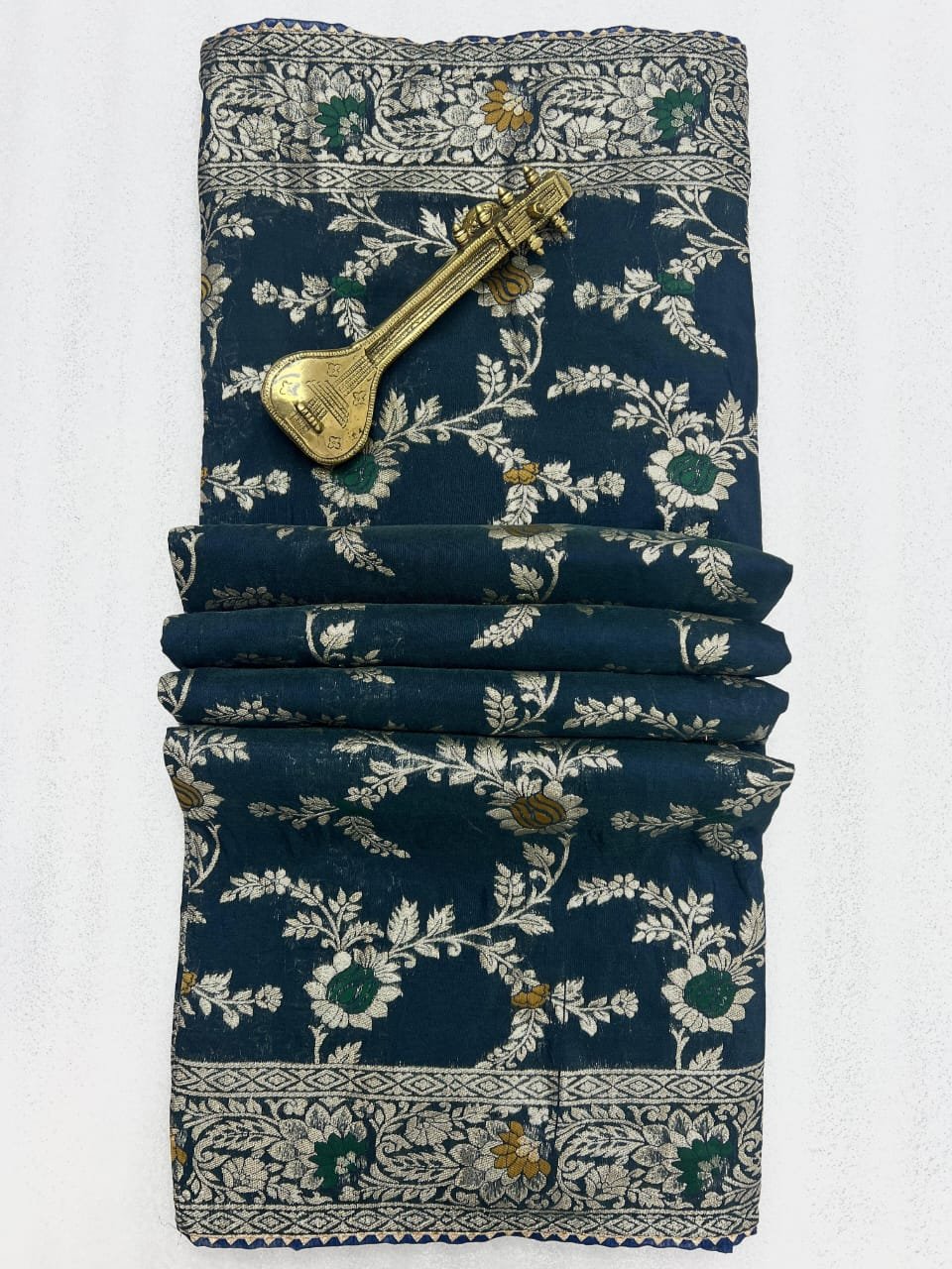 Soft Dolla Viscose Silk Saree with Zari & Meenakari Weaving - Dark Teal image