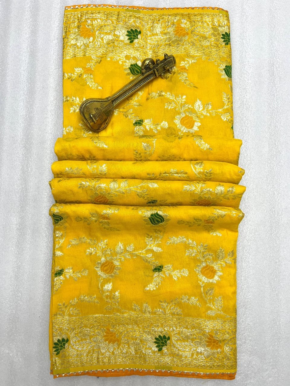 Soft Dolla Viscose Silk Saree with Zari & Meenakari Weaving - Yellow image