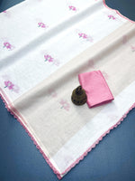 Plain Linen Saree with Digital Print & Fancy Lace Border image 6