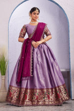 Morni Woven Jacquard Silk Lehenga Set with Embroidered Vichitra Silk Dupatta image 7