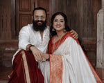 Stunning White Soft Lichi Silk Saree with Red Contrast Jacquard Blouse image 8