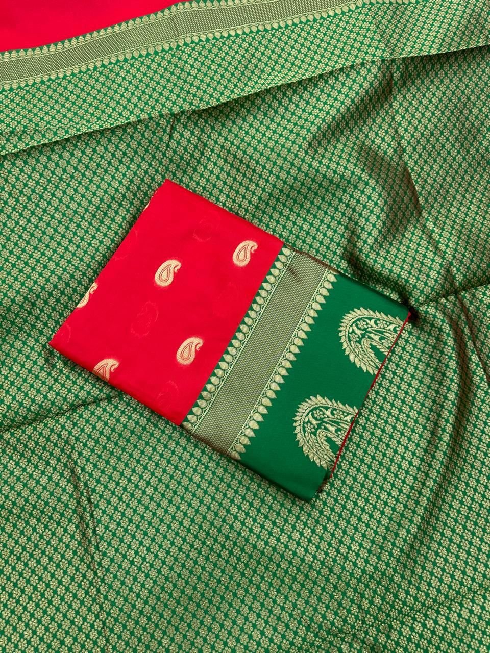 Manali Soft Lichi Silk Saree with Rich Jacquard Pallu & Border | Party & Wedding Wear image 3