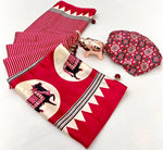 White Zebra – Premium Japan Satin Patola Ajrakh Print Saree - Rimson Red image