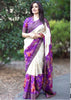 Elegant Linen Saree with Gold Jari 5×5 Border & Digital Print