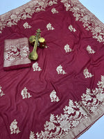 Hathiguda Trending Soft Dolla Viscose Silk Saree with Zari & Meenakari Weaving image 4