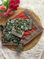 AAROHI Premium Banarasi Crush Saree with Multithread Sequins Butta & Embroidered Blouse image 0