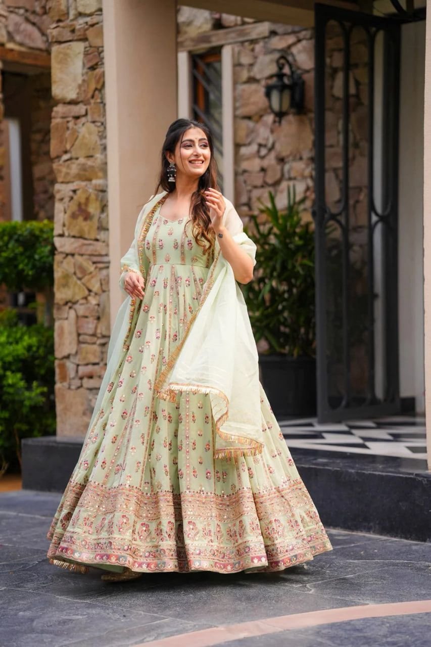 Elegant 3-Piece Co-ord Set in Faux Georgette with Sequence Work image 11