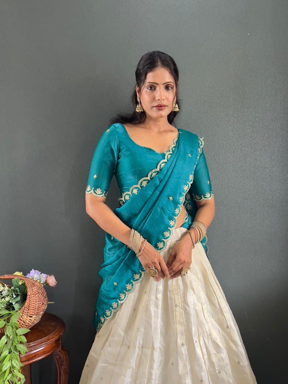 Kalini Designer Lehenga Set | Heavy Embroidery Tissue Silk Lehenga with Fendy Choli & Dupatta image 5