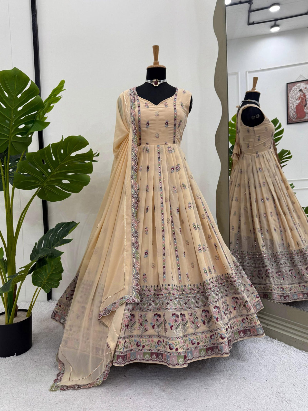 Elegant 3-Piece Co-ord Set in Faux Georgette with Sequence Work image 6