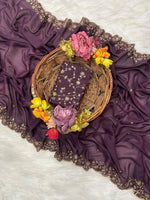 Premium Star Georgette Silk Saree with Sequin & Zari Embroidery image 0