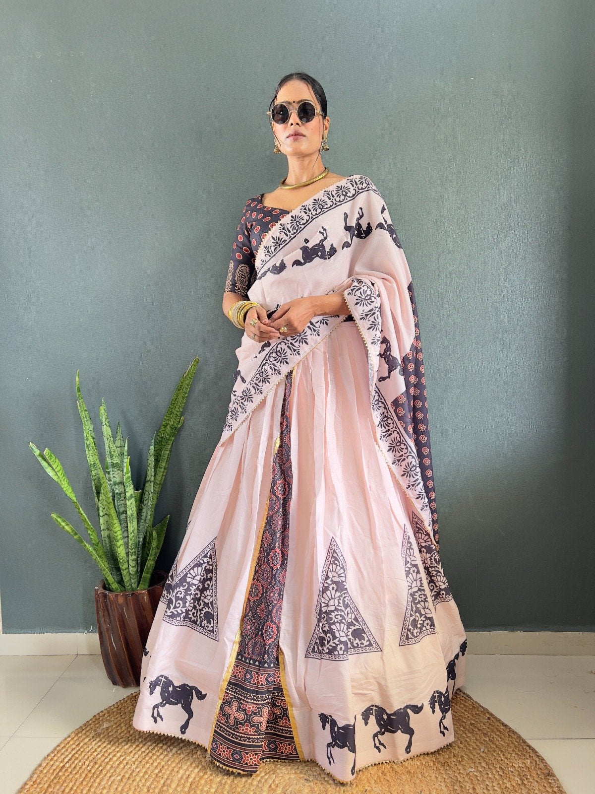 Elegant Cotton Lehenga Set with Gota Patti Work & Printed Dupatta image 5