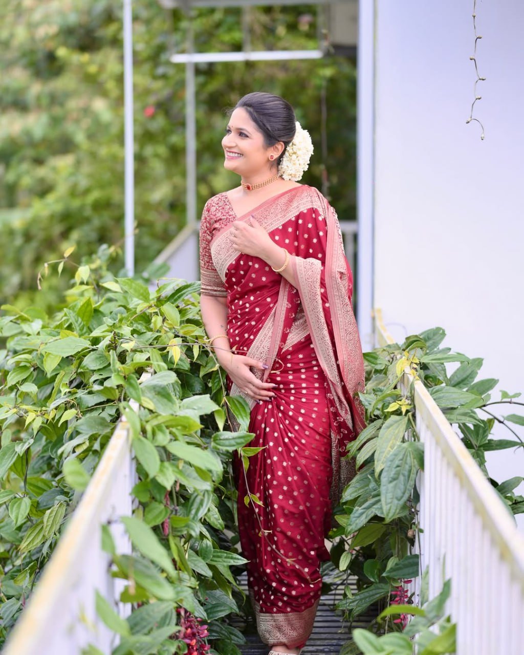 Soft Lichi Silk Saree with Rich Pallu & All-Over Jacquard Work image 9