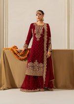 Elegant Foux Georgette Top-Plazo-Dupatta Set with Coding, Sequence & Rivet Moti Work - Maroon, L image